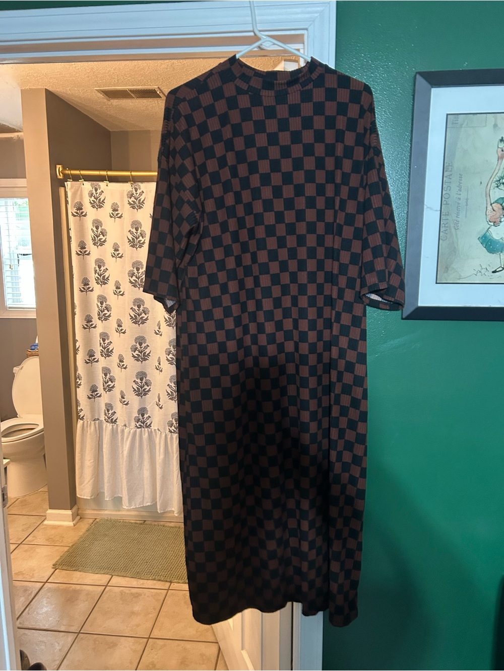Dressed in LALA Brown and Black Checkerboard Midi Dress